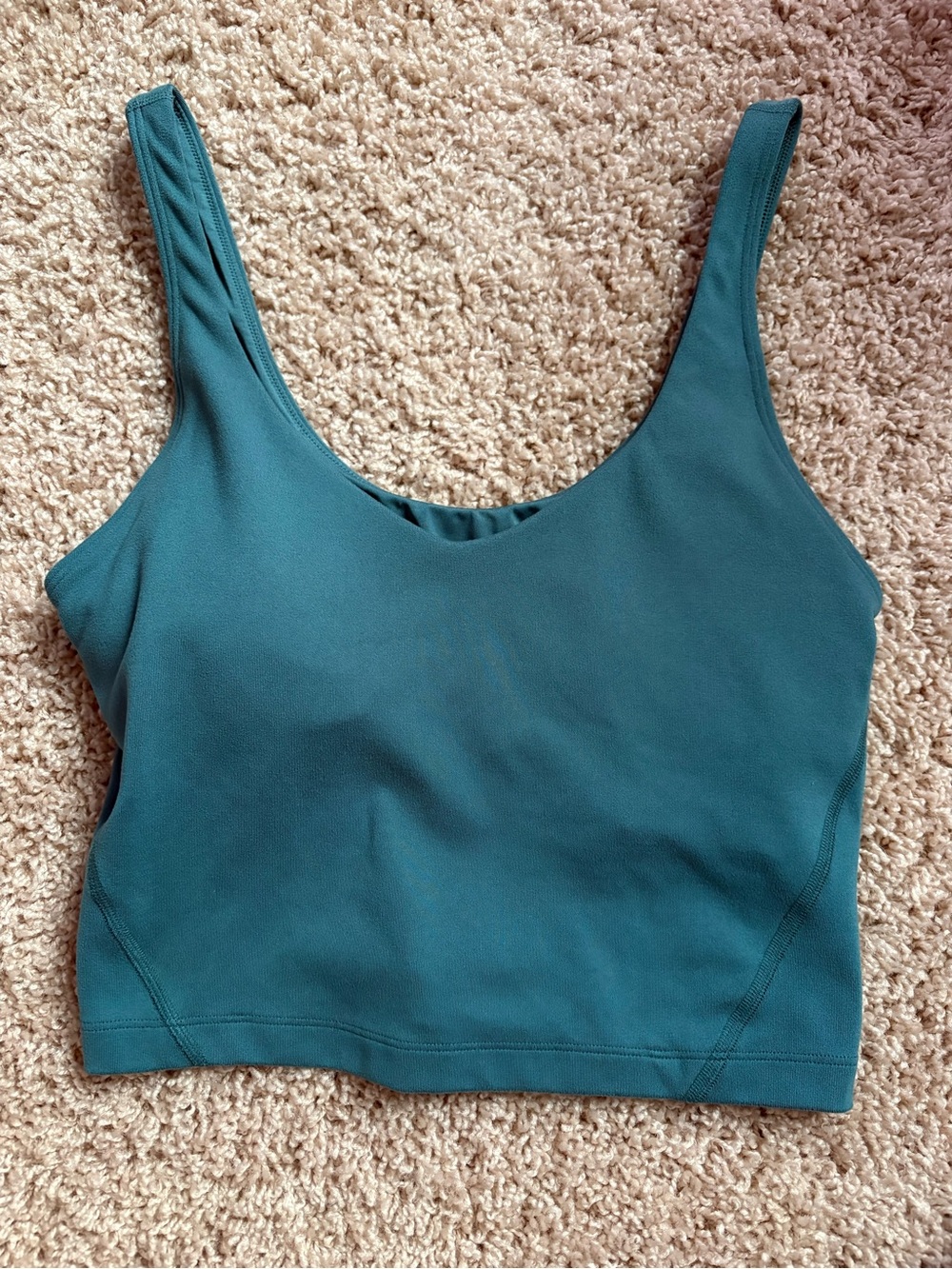 Teal Scoop Neck Cropped Tank Top